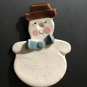 Christmas Snowman Bow‎ tie Brooch Pin Vtg